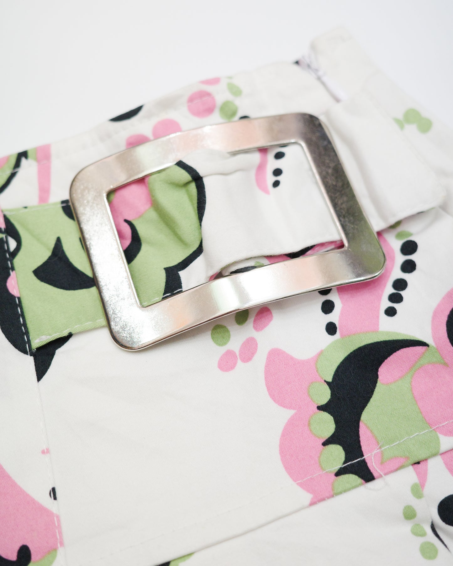 Retro Floral Belted Mini Skirt