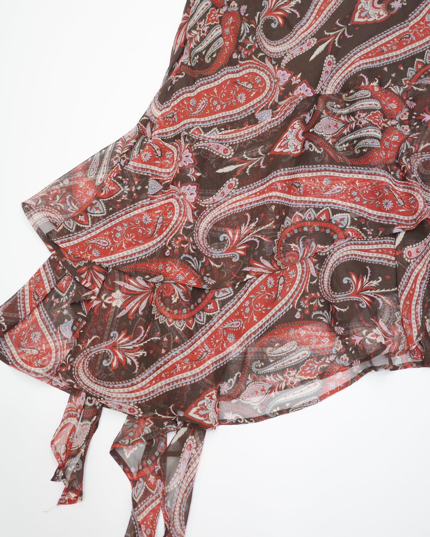 Asymmetrical Tiered Paisley Skirt
