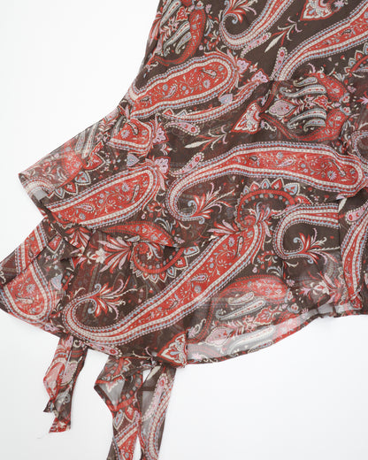 Asymmetrical Tiered Paisley Skirt
