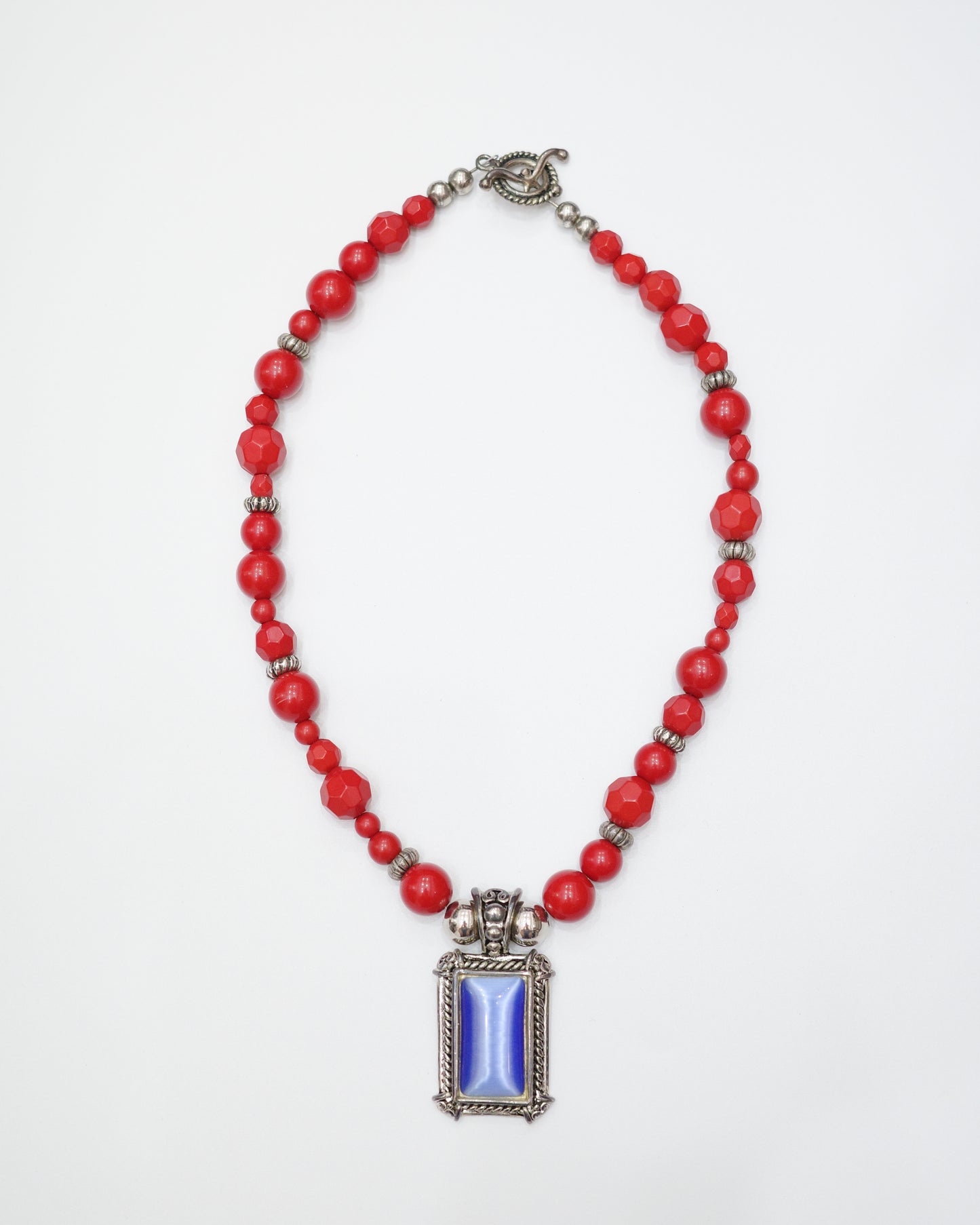 Ornate Blue & Red Statement Necklace