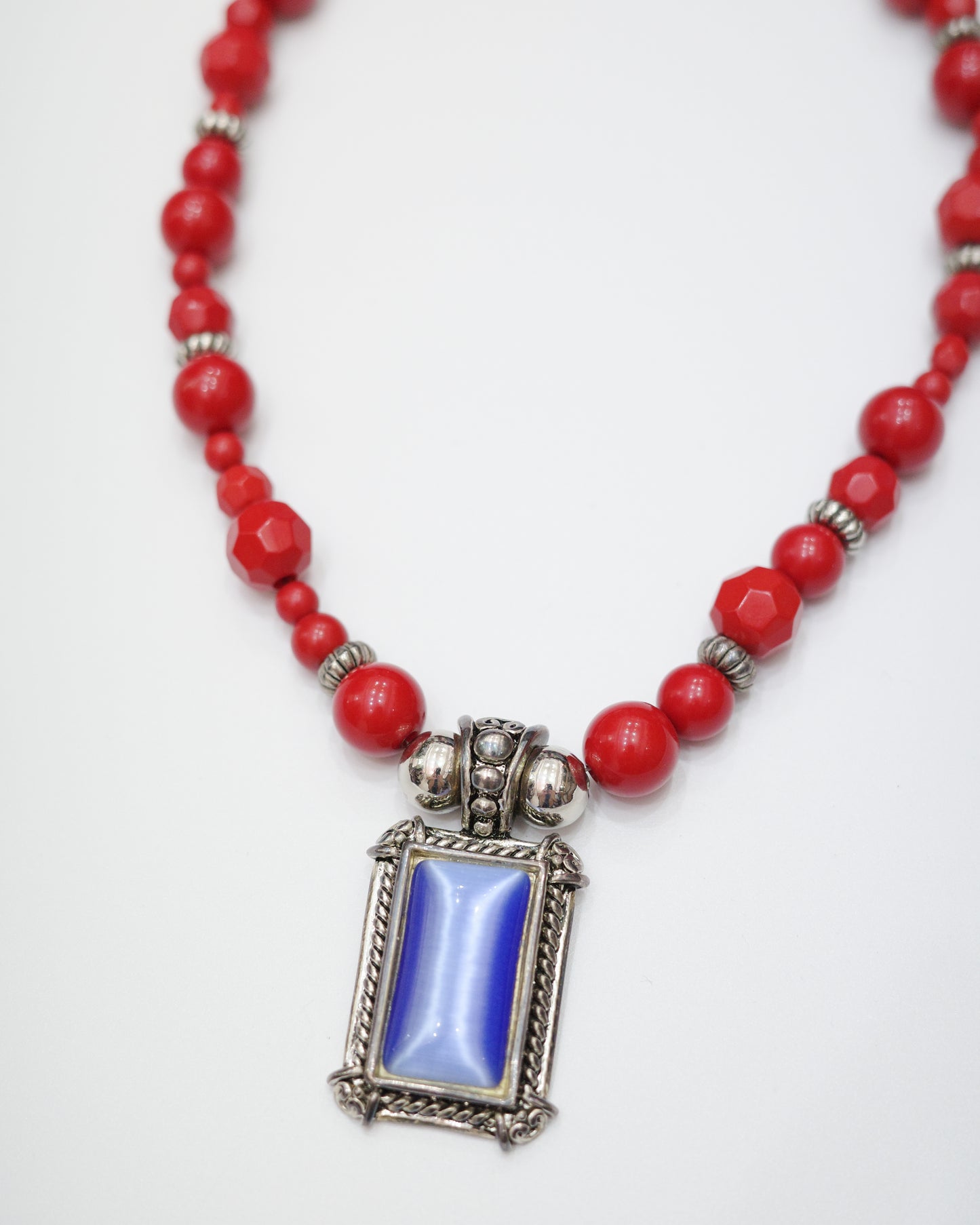 Ornate Blue & Red Statement Necklace