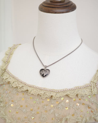 Brighton Black Heart Crystals Double-sided Necklace