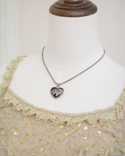 Brighton Black Heart Crystals Double-sided Necklace