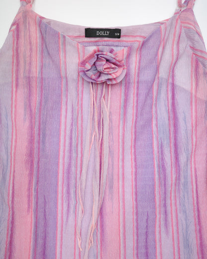 Purple Striped Cami with Rosette