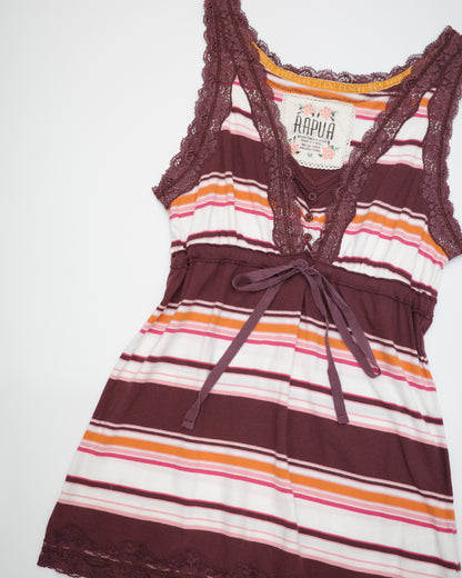 Striped Lace-Trim Babydoll Tank