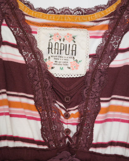 Striped Lace-Trim Babydoll Tank