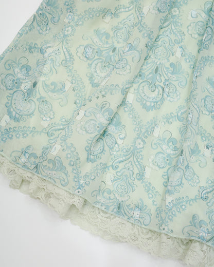Minty Floral Lace Trim Cami Dress