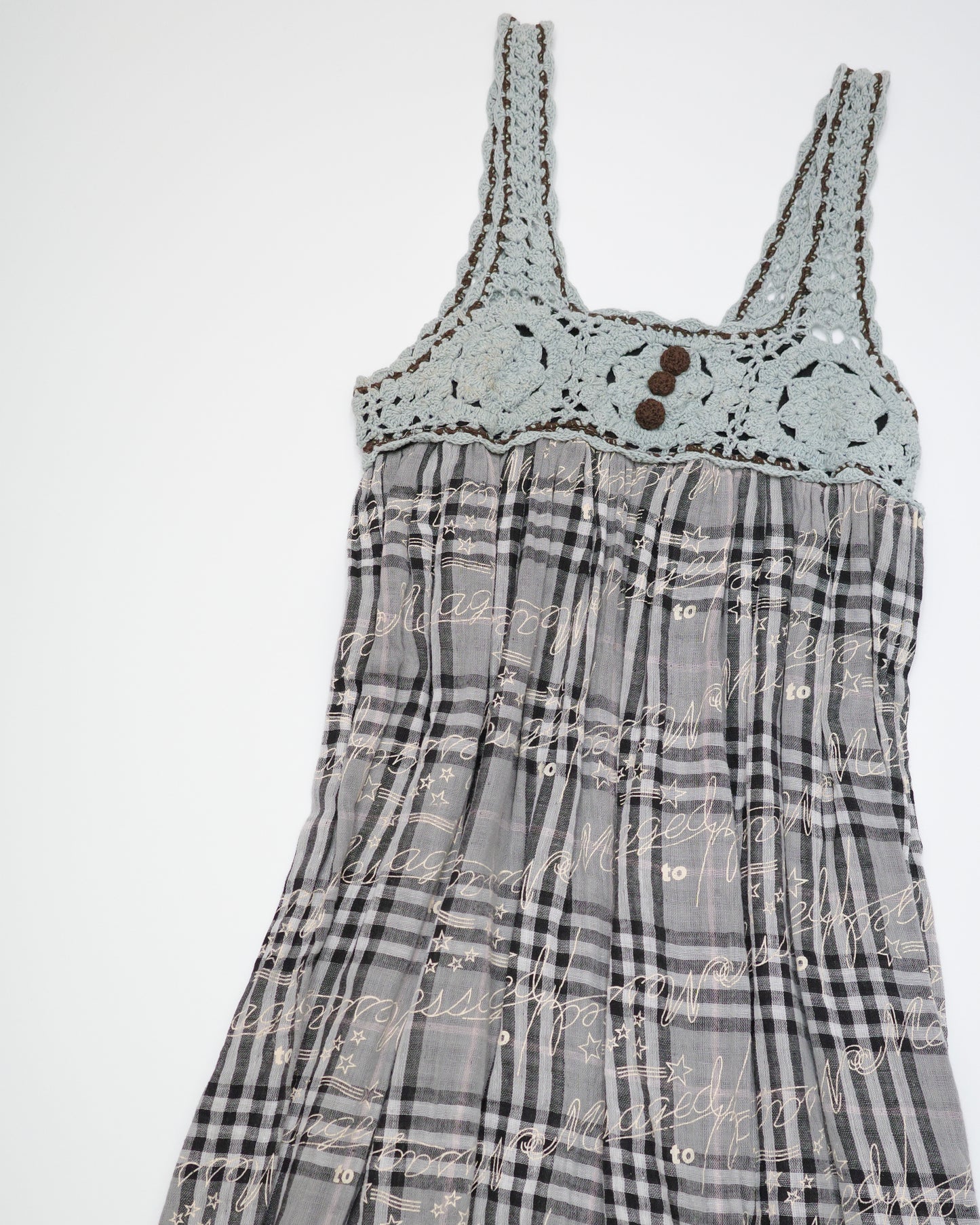 Crochet-Trim Plaid Cami Dress