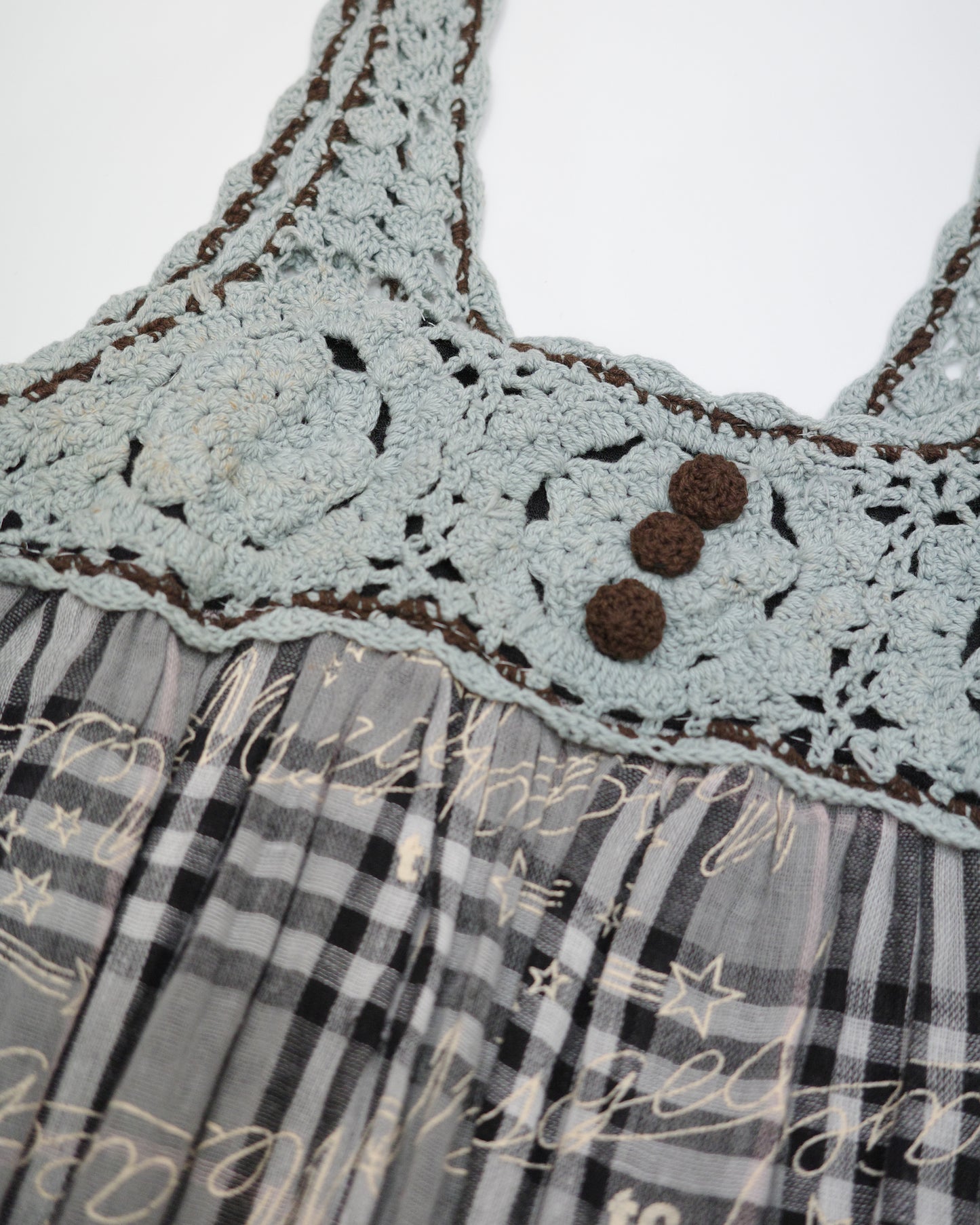 Crochet-Trim Plaid Cami Dress