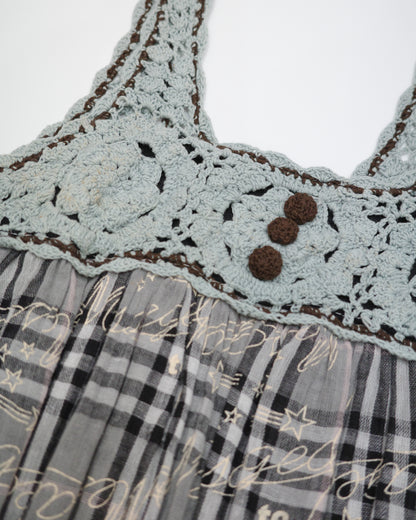 Crochet-Trim Plaid Cami Dress