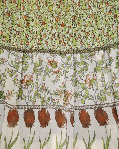 Tulip Border Mixed Floral Skirt