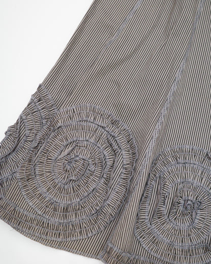 Pinstripe Circle-Ruffle Hem Skirt