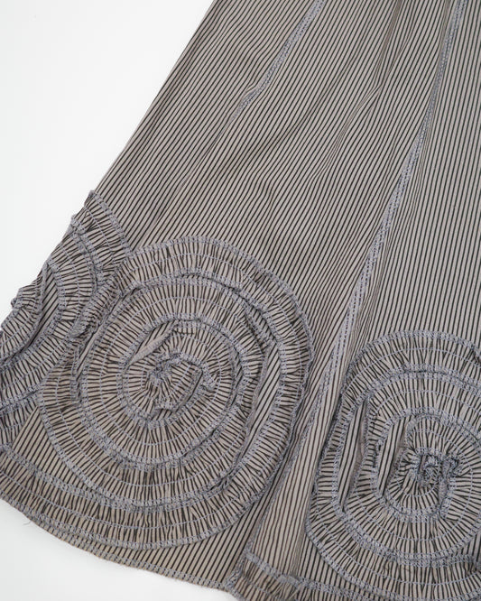 Pinstripe Circle-Ruffle Hem Skirt