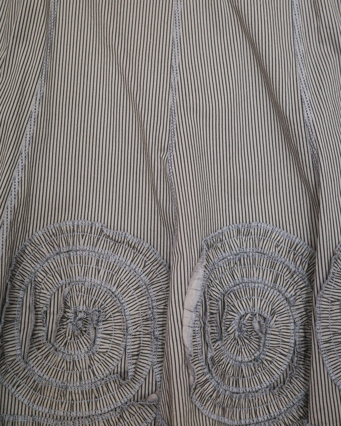 Pinstripe Circle-Ruffle Hem Skirt