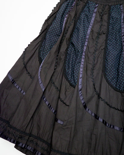 Black Pin-Tuck Mint Polka Dot Skirt