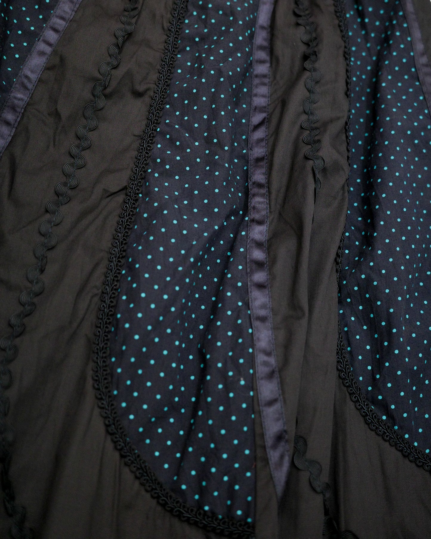 Black Pin-Tuck Mint Polka Dot Skirt