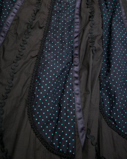 Black Pin-Tuck Mint Polka Dot Skirt