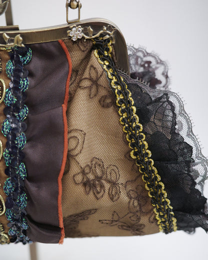 Whimsical Lace Clutched Bag w/ Crossbody Chain