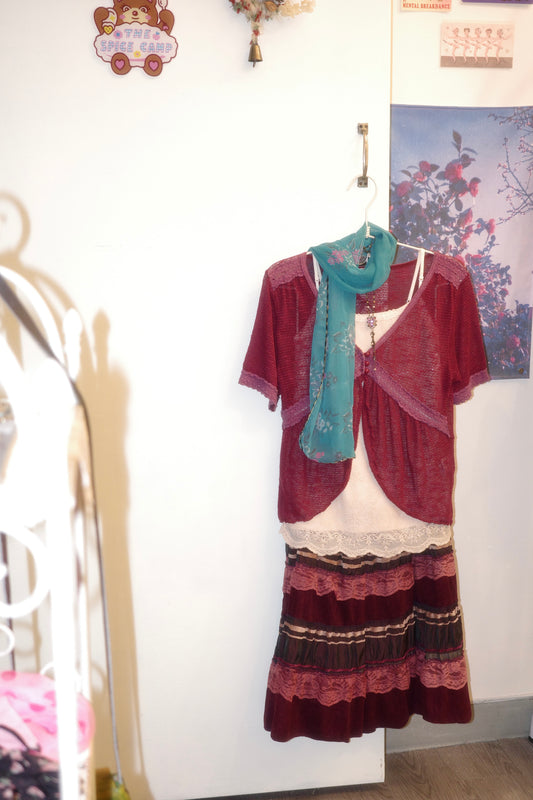 Burgundy Top w/ Purple Lace Trim