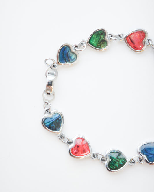 Rainbow Abalone Heart Bracelet