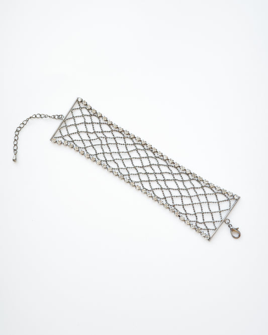 Rhinestone Lattice Mesh Bracelet