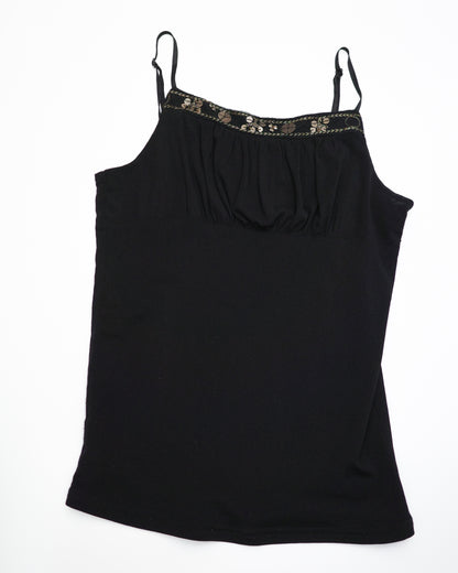 Black Sequin-Trim Cami