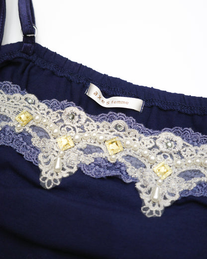 Axes Femme Royal Blue Lace-Trim Cami