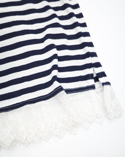 Navy Striped Lace Tank