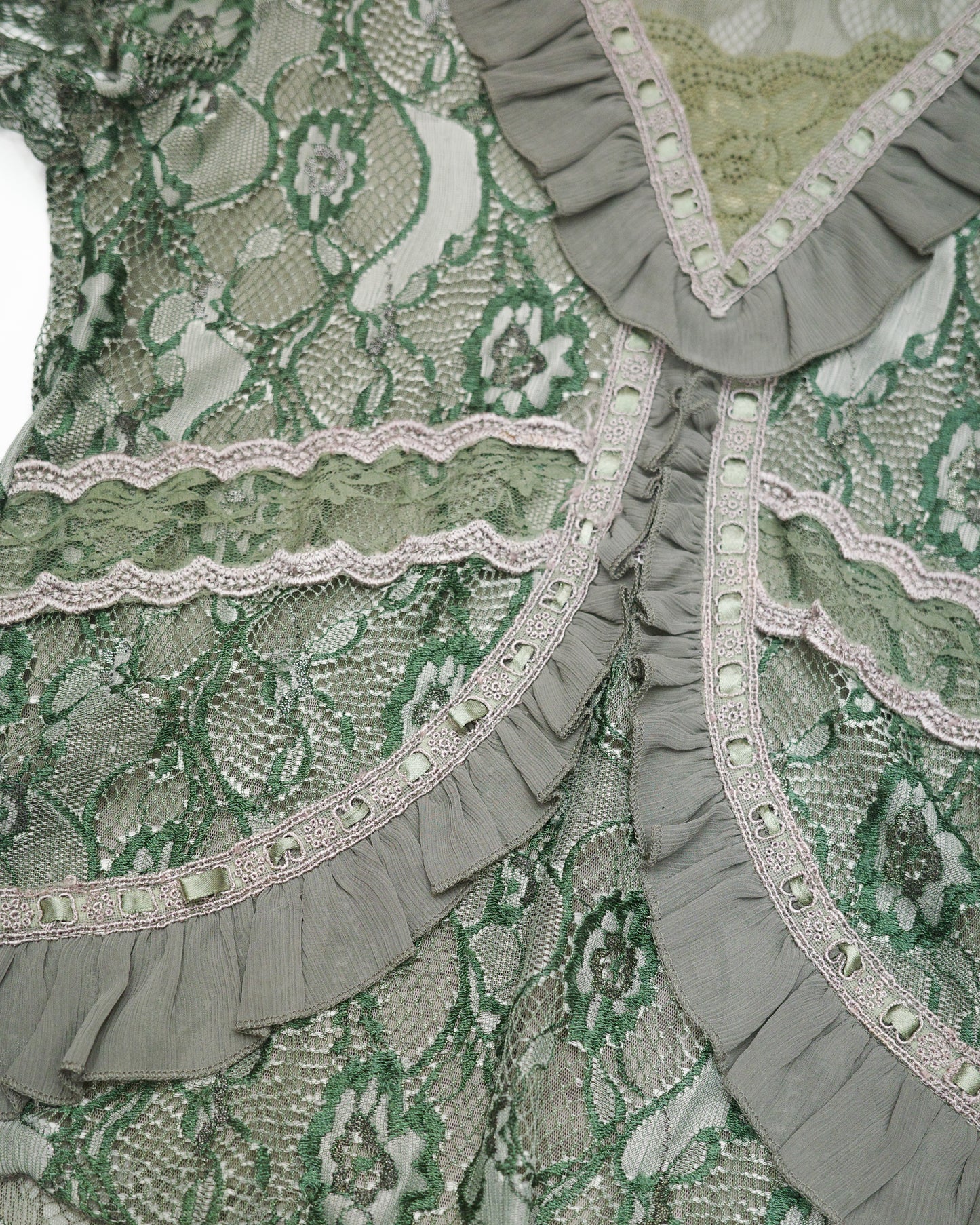 Sage Green Lace Layered Top