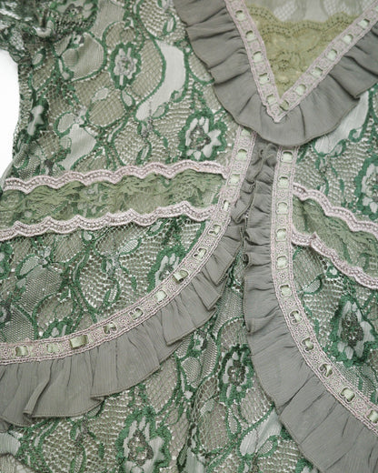 Sage Green Lace Layered Top