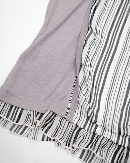 Light Purple Cardigan & Striped Faux-Twinset