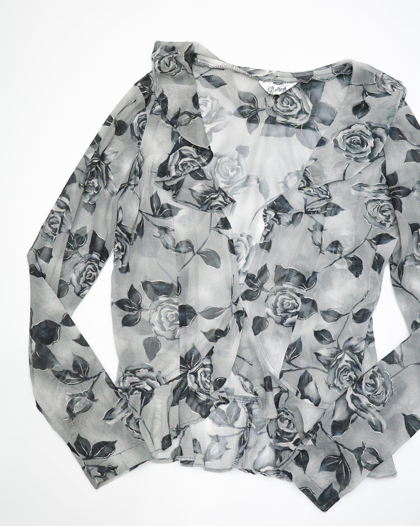Sheer Grey Rose Blouse