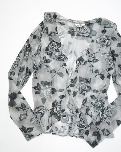 Sheer Grey Rose Blouse