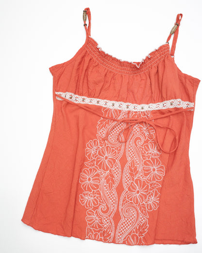 Coral Beaded Boho Cami