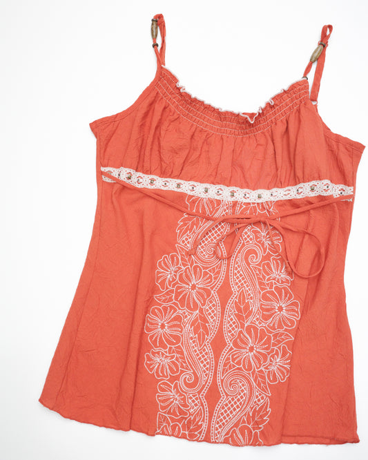 Coral Beaded Boho Cami
