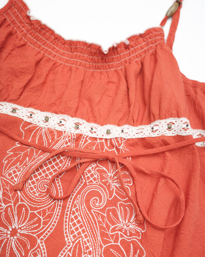 Coral Beaded Boho Cami