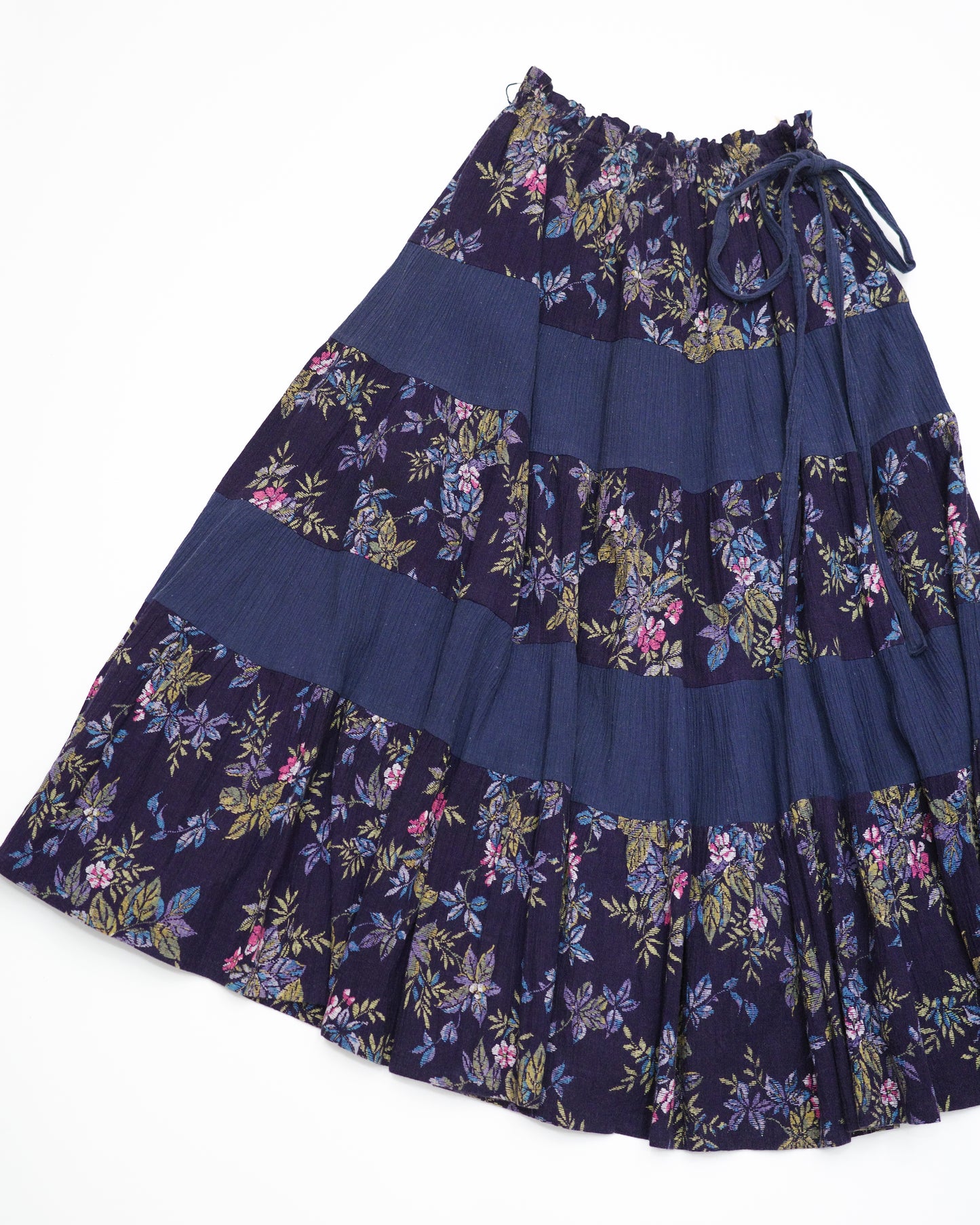 Indigo Floral Tiered Skirt