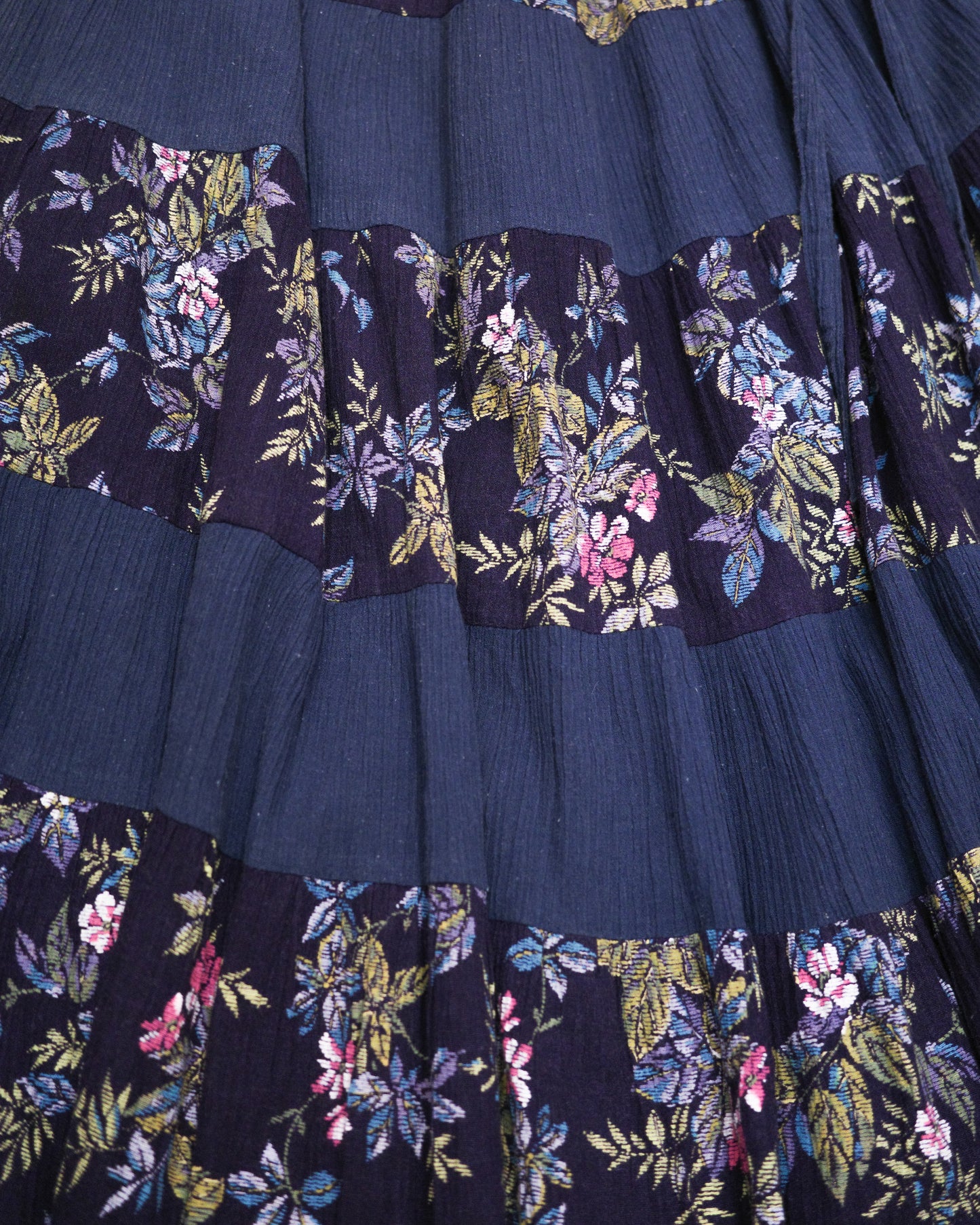 Indigo Floral Tiered Skirt
