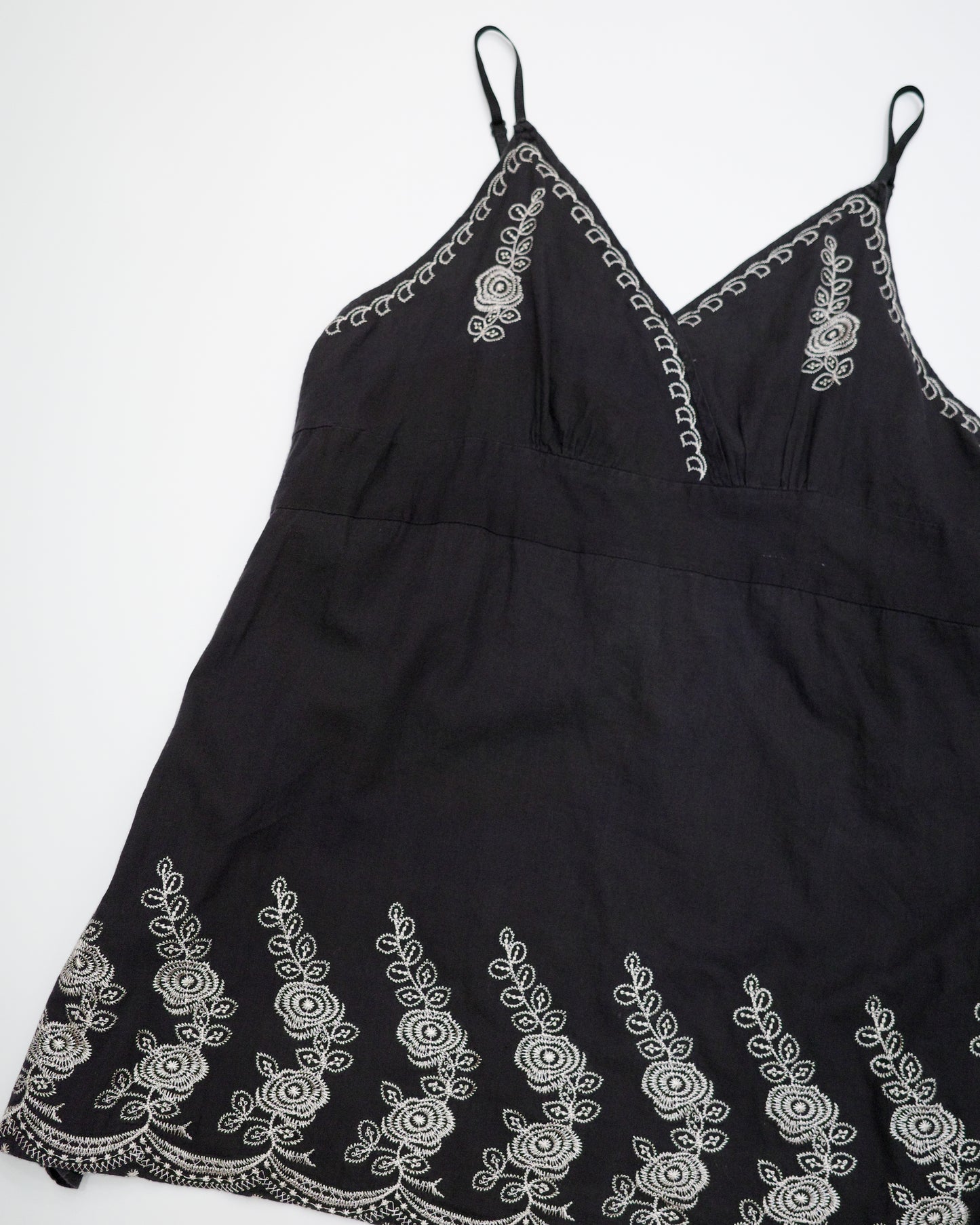 Black Floral Embroidered Cami