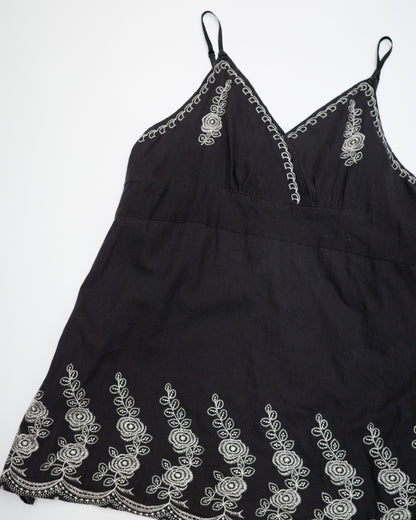 Black Floral Embroidered Cami