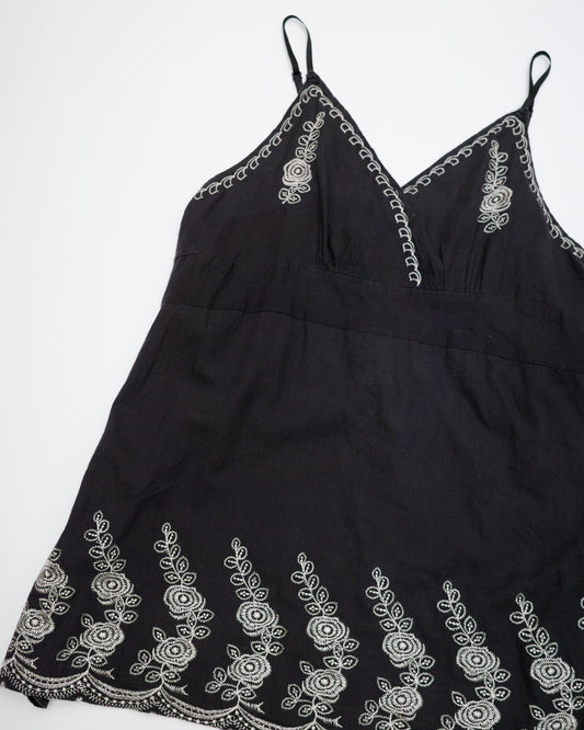 Black Floral Embroidered Cami
