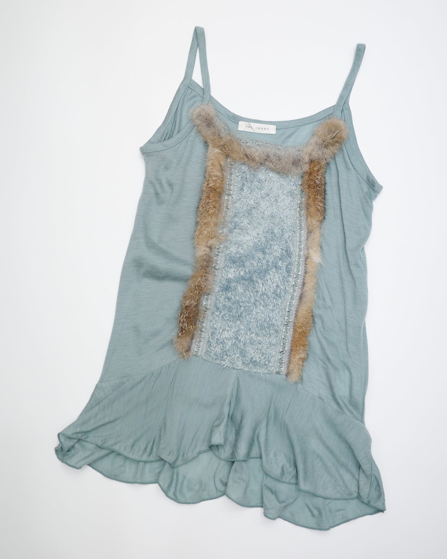 Sage Green Faux Fur Trim Cami