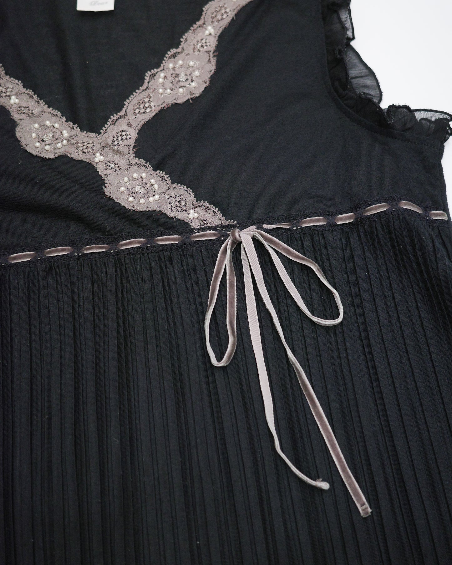Black Wrap-Style Pleated Blouse