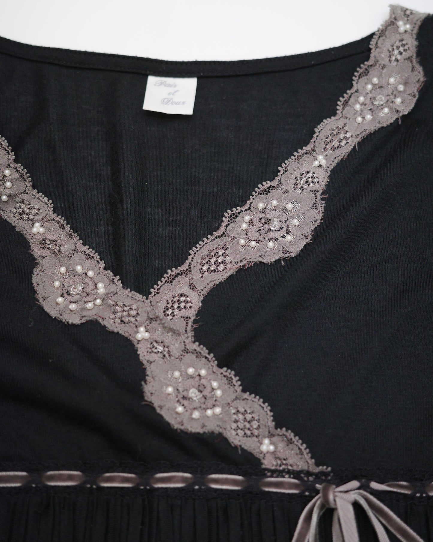 Black Wrap-Style Pleated Blouse