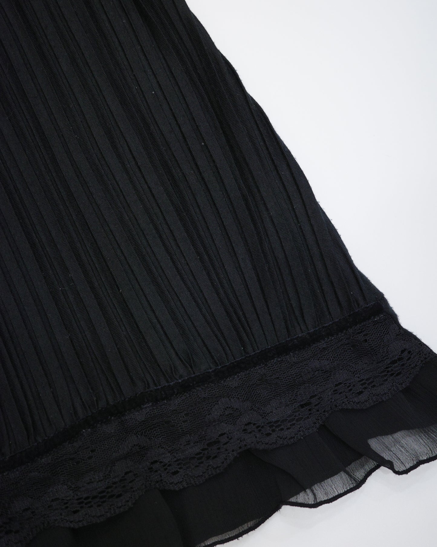 Black Wrap-Style Pleated Blouse