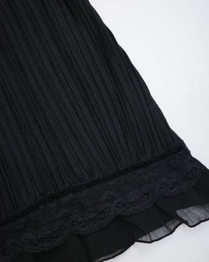 Black Wrap-Style Pleated Blouse