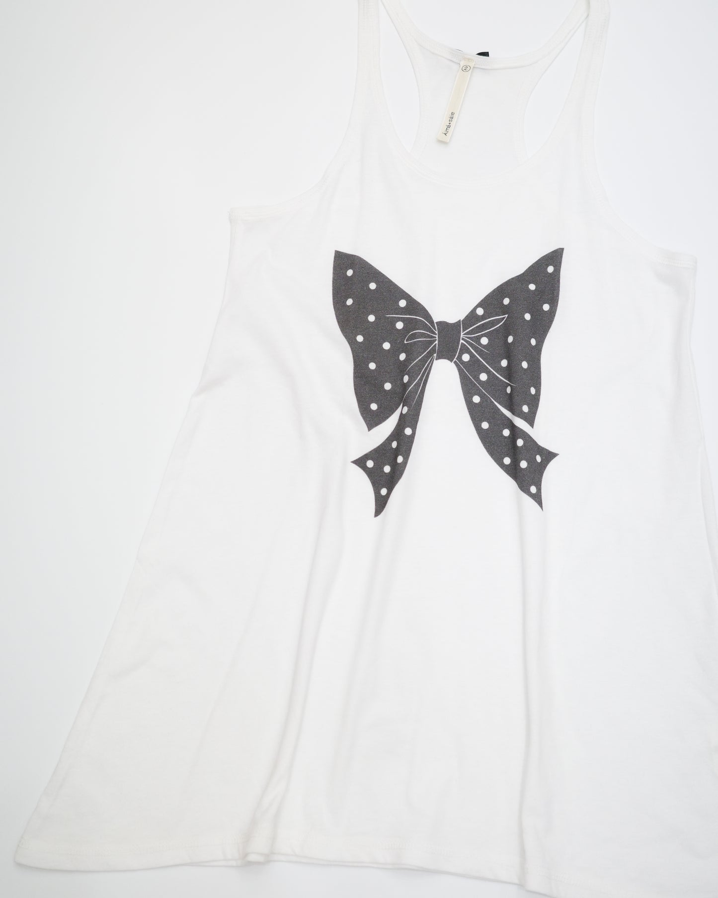White Polka Dot Bow Tank