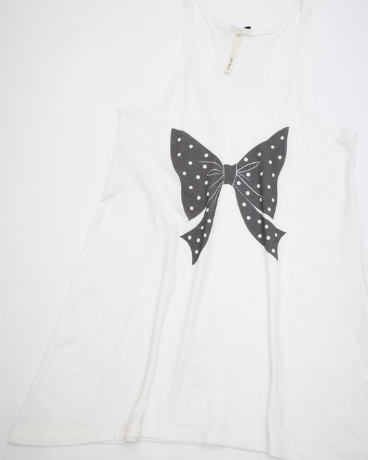 White Polka Dot Bow Tank