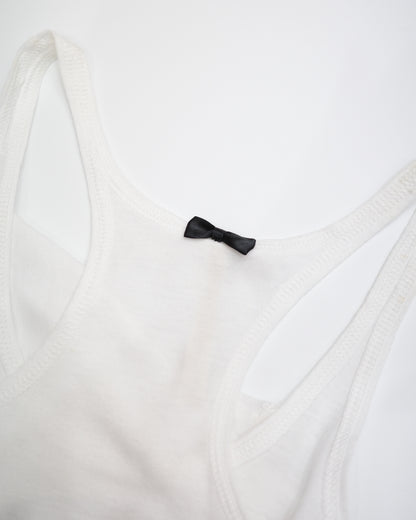 White Polka Dot Bow Tank