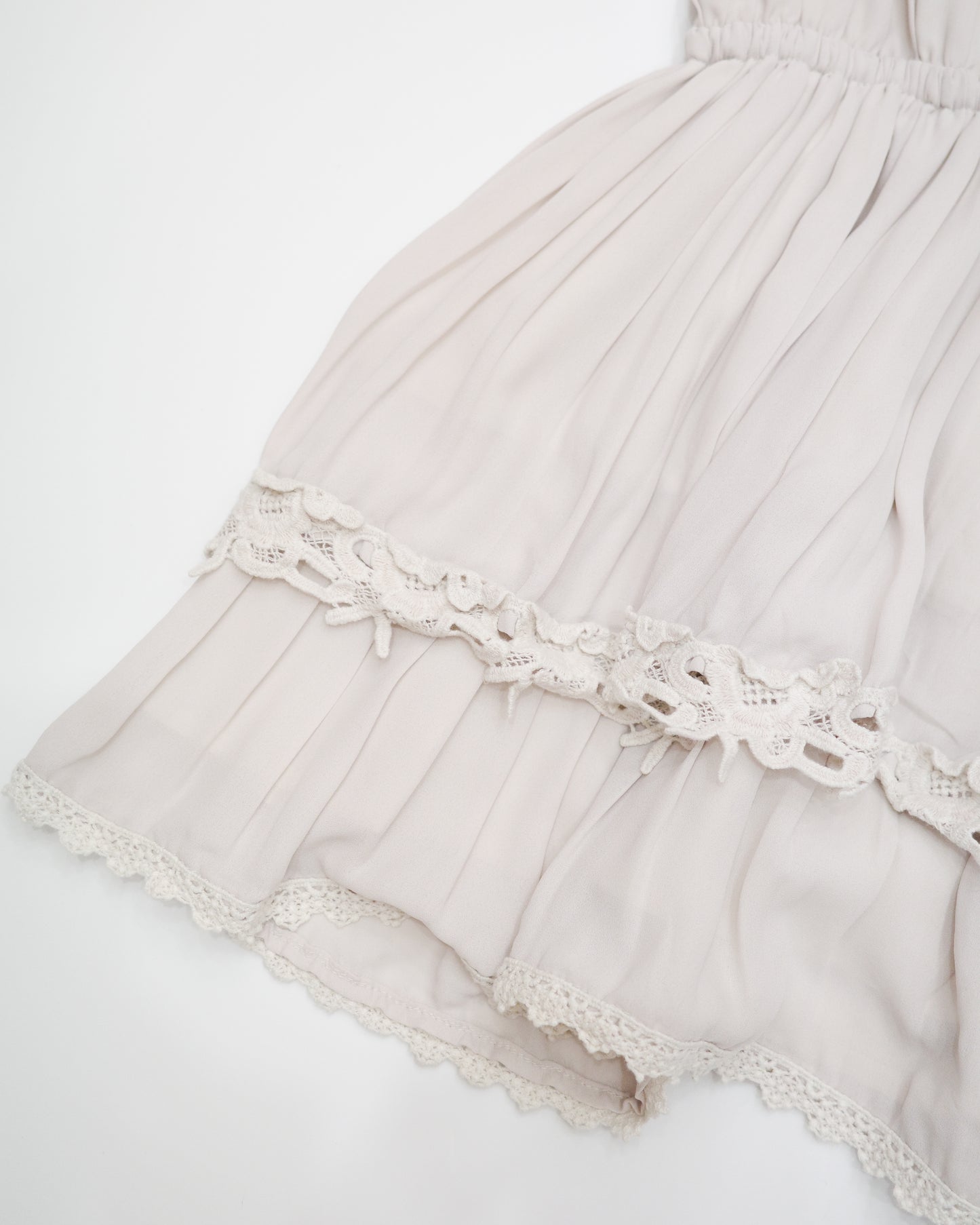 Off-White Ruffle Lace Mini Dress